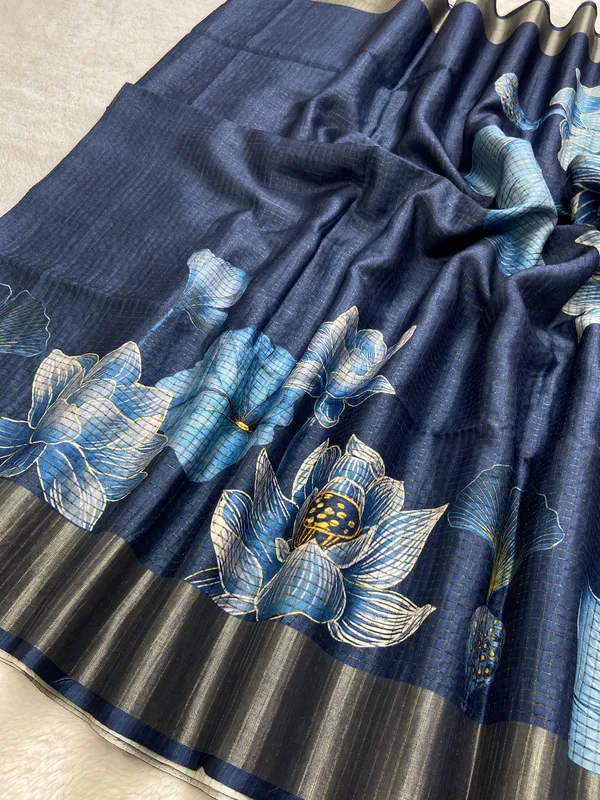 Suhasini_Blue_–_Smiling_Aesthetic_Edit_for_You_|_Soft_Tussar_Silk_Saree_with_Digital_Print,_Checks_Design_Saree_&_Digital_Print_Blouse_with_Tassels