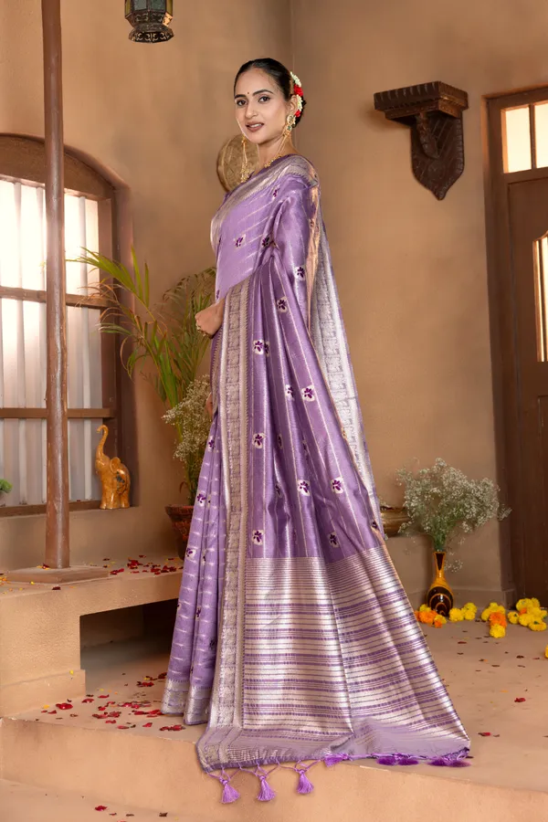 Dhanya_Violet_–_Blessed_Wedding_Special_|_Premium_Soft_Khadi_Linen_Saree_with_Design_Weaving_Pallu,_Traditional_Zari_Weaving_Border