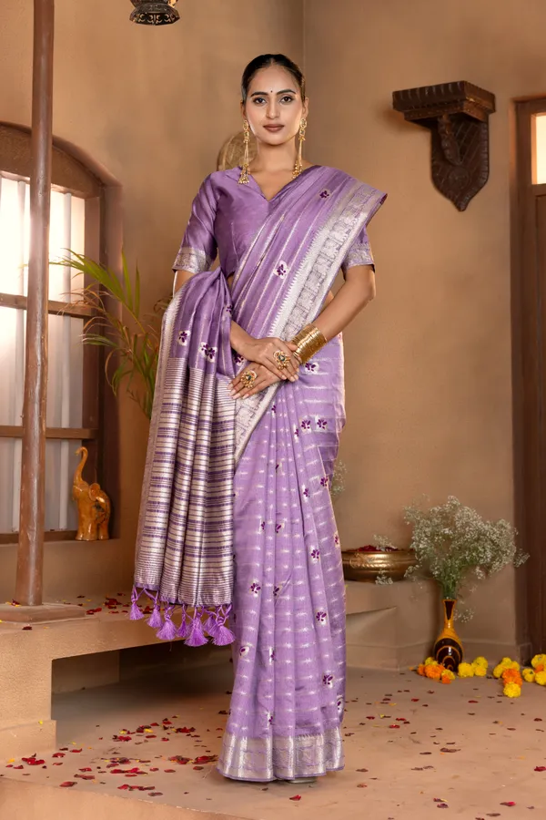 Dhanya_Violet_–_Blessed_Wedding_Special_|_Premium_Soft_Khadi_Linen_Saree_with_Design_Weaving_Pallu,_Traditional_Zari_Weaving_Border