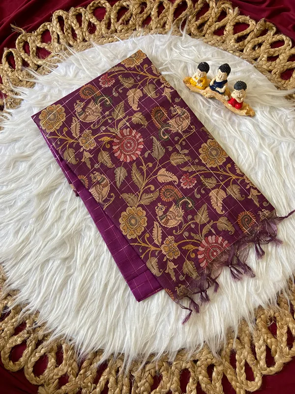 Akira_Wine_–_Bright_Diwali_Special_|_Soft_Semi_Tussar_Silk_Saree_with_Digital_Print,_Border_&_Contrast_Print_Blouse_with_Tassels