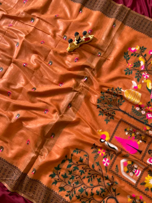 Yashira_Orange_–_Peacock_Pallu_Wedding_Special_|_Premium_Soft_Jamdani_Cotton_Saree_with_Colourful_3D_Woven_Peacock_Design_Pallu