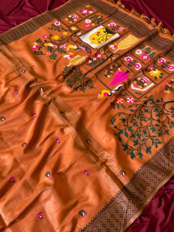Yashira_Orange_–_Peacock_Pallu_Wedding_Special_|_Premium_Soft_Jamdani_Cotton_Saree_with_Colourful_3D_Woven_Peacock_Design_Pallu