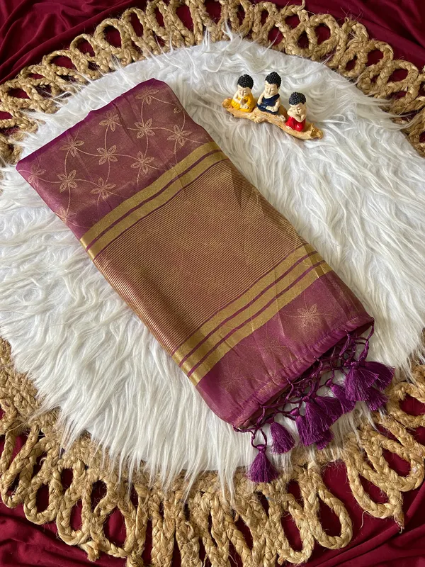 Premium_Soft_Fandy_Satin_sarees_with_Beautiful_Self_Design_Weaving_Pallu_With_Attractive_Traditional_Zari_Weaving_Border_With_All_Over_Self_Weaving_Design_And_Self_Design_Weaving_Blouse_With_Fancy_Tassels
