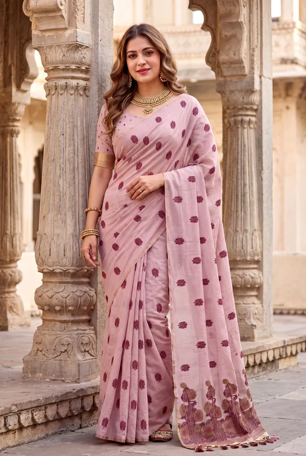 Grisha_2_Pink_–_Floral_Pallu_Wedding_Special_|_Premium_Soft_Muga_Cotton_Saree_with_Colourful_Resham_Weaving_Flower_Design_Pallu