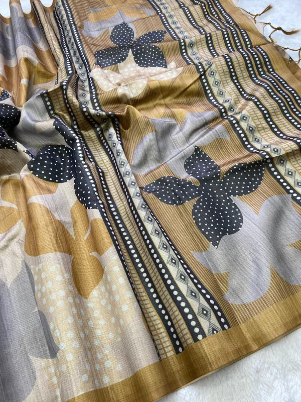 Soft_Tussar_Silk_sarees_with_Beautiful_Digital_Print_With_Attractive_Zari_Line_in_all_over_Saree_And_Digital_Print_Blouse_With_Tassels