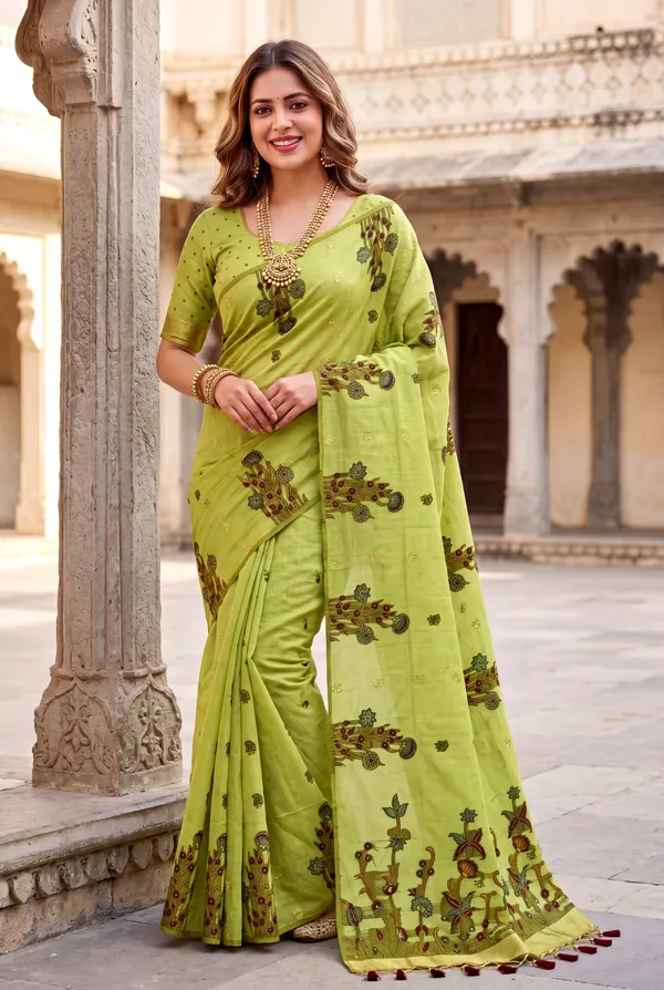 Amrusha_Green_–_Floral_Pallu_Wedding_Special_|_Premium_Soft_Muga_Cotton_Saree_with_Colourful_Resham_Weaving_Flower_Design_Pallu
