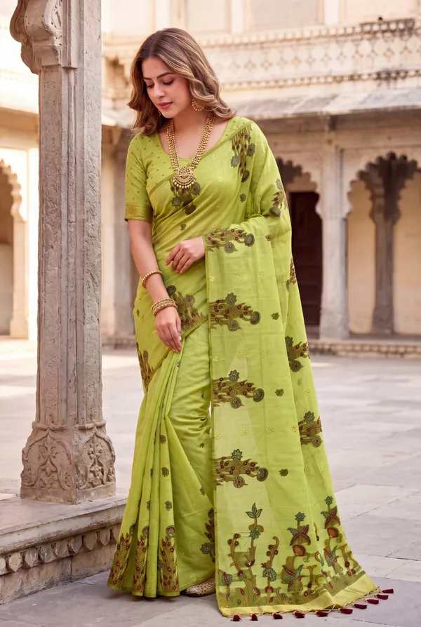 Amrusha_Green_–_Floral_Pallu_Wedding_Special_|_Premium_Soft_Muga_Cotton_Saree_with_Colourful_Resham_Weaving_Flower_Design_Pallu