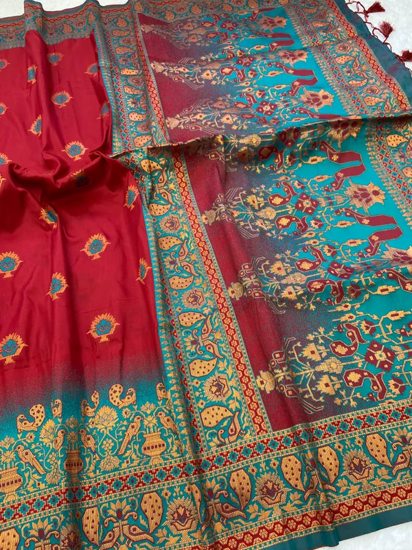 Premium_Soft_Paithani_Silk_sarees_With_Beautiful_Weaving_Pattern_With_Attractive_Rich_Pallu_And_Border_And_Weaving_Blouse_With_Tassels