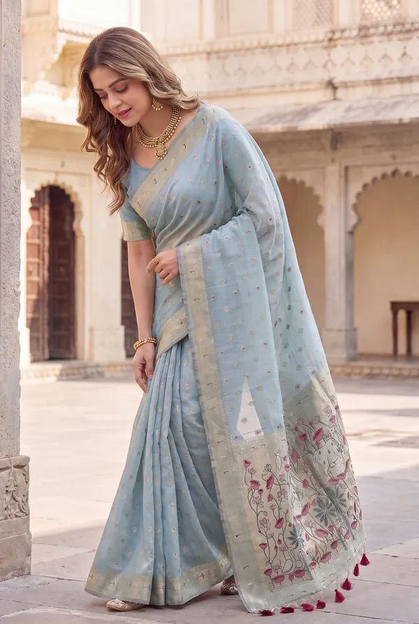 Pallavi_Sky_Blue_–_Cow_Pallu_Wedding_Special_|_Premium_Soft_Muga_Cotton_Paithani_Saree_with_Colourful_3D_Woven_Cow_Design_Pallu