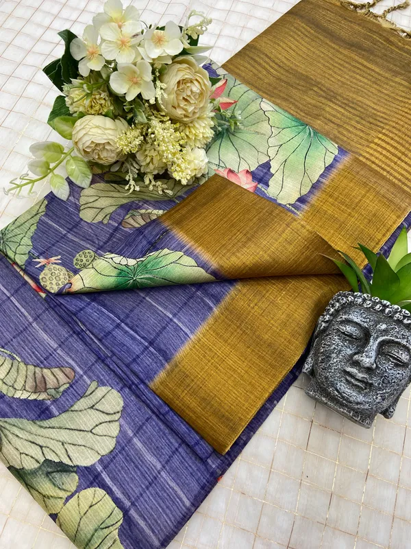 Avanti_Purple_–_Regal_Navratri_Special_|_Soft_Tussar_Silk_Saree_with_Print,_Border_&_Contrast_Print_Blouse_with_Tassels