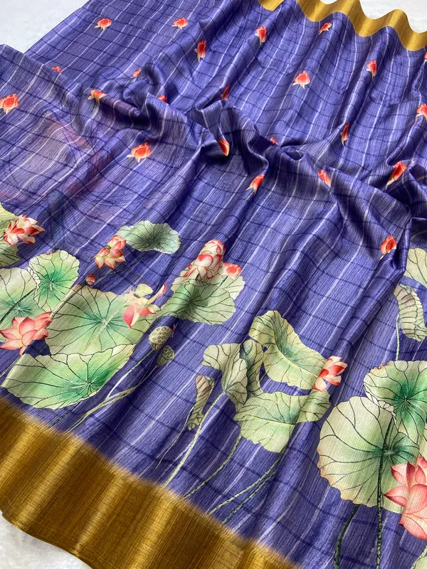 Avanti_Purple_–_Regal_Navratri_Special_|_Soft_Tussar_Silk_Saree_with_Print,_Border_&_Contrast_Print_Blouse_with_Tassels