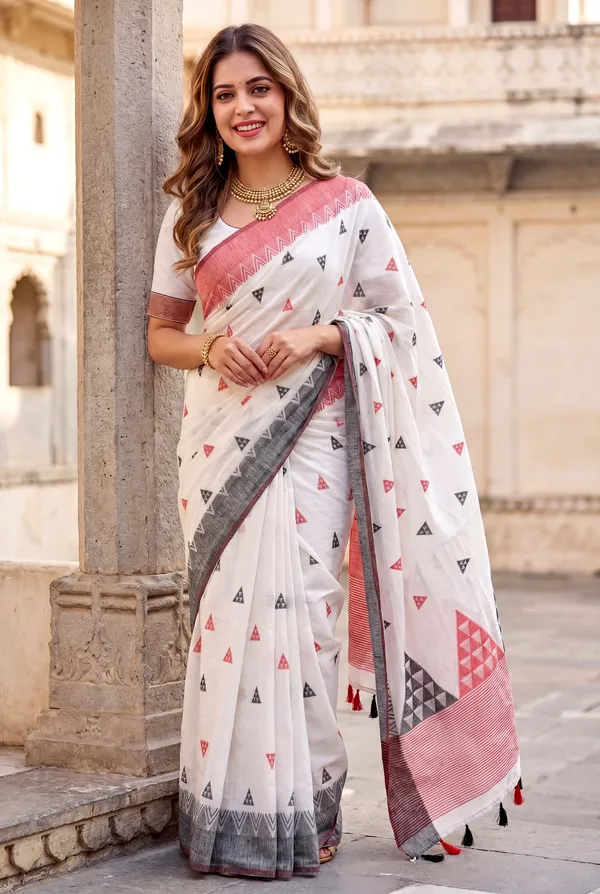 Bengali_White_–_Bengal_Style_Aesthetic_Edit_for_You_|_Premium_Soft_Bengali_Cotton_Saree_with_Colourful_Triangle_Resham_Weaving_Design_Pallu
