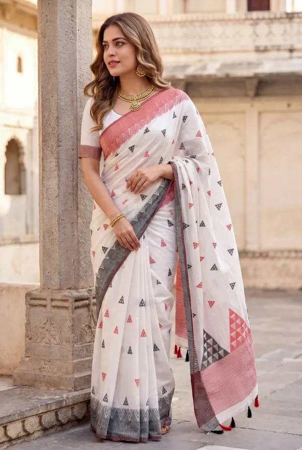 Bengali_White_–_Bengal_Style_Aesthetic_Edit_for_You_|_Premium_Soft_Bengali_Cotton_Saree_with_Colourful_Triangle_Resham_Weaving_Design_Pallu