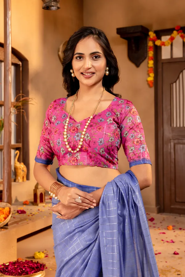 Baani_Blue_–_Navratri_Special_|_Soft_Semi_Tussar_Silk_Saree_with_Digital_Print,_Border_&_Contrast_Print_Blouse_with_Tassels
