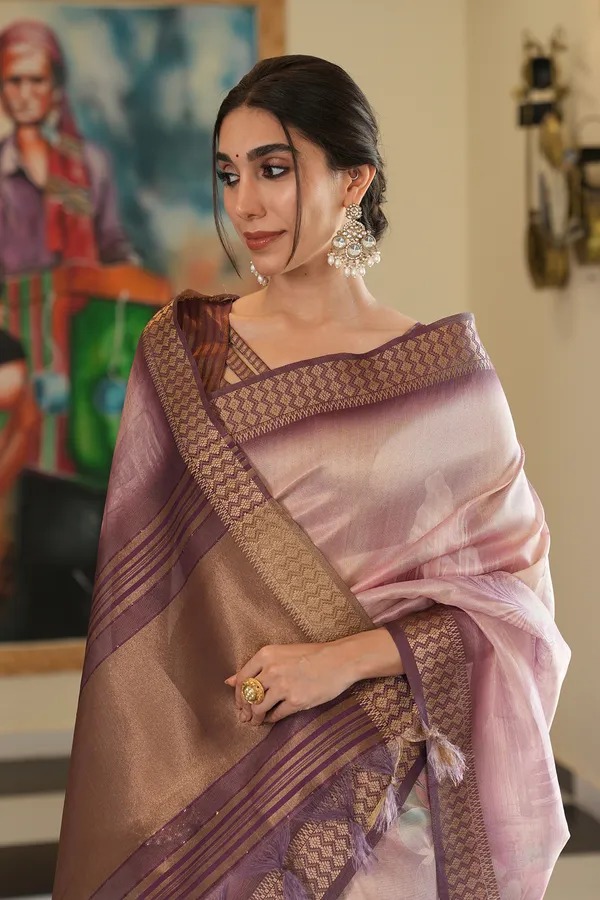 Savya_Wine_–_Diwali_Special_|_Soft_Tissue_Silk_Saree_with_Digital_Print,_Border_&_Rich_Pallu,_Sequence_&_Contrast_Print_Blouse_with_Tassels