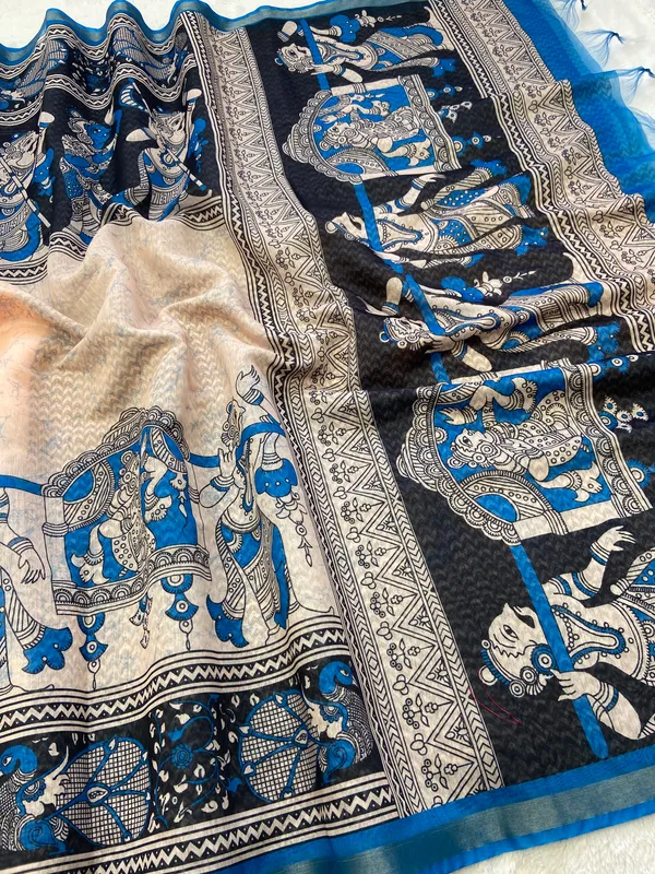 Radha_Rani_Rama_Green_–_Zari_Line_Aesthetic_Edit_for_You_|_Soft_Chanderi_Cotton_Saree_with_Digital_Print,_Zari_Line_Saree_&_Digital_Print_Blouse