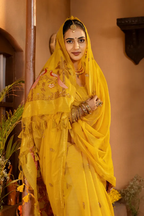 Kashish_Yellow_–_Alluring_Wedding_Special_|_Premium_Soft_Muga_Cotton_Saree_with_Colourful_Resham_Weaving_Peacock_Design_Pallu