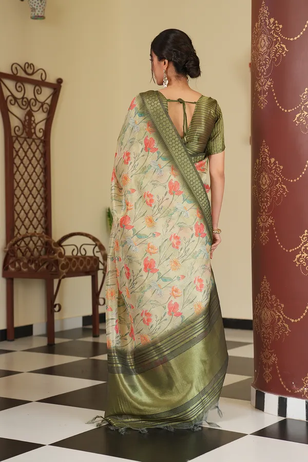 Mini_Green_–_Diwali_Special_|_Soft_Tissue_Silk_Saree_with_Digital_Print,_Border_&_Rich_Pallu,_Sequence_&_Contrast_Print_Blouse_with_Tassels