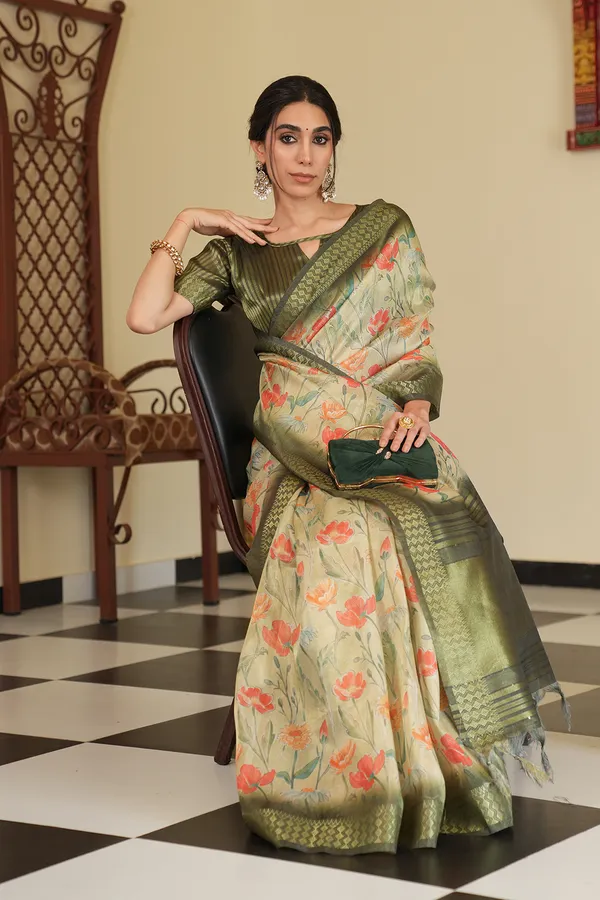 Mini_Green_–_Diwali_Special_|_Soft_Tissue_Silk_Saree_with_Digital_Print,_Border_&_Rich_Pallu,_Sequence_&_Contrast_Print_Blouse_with_Tassels