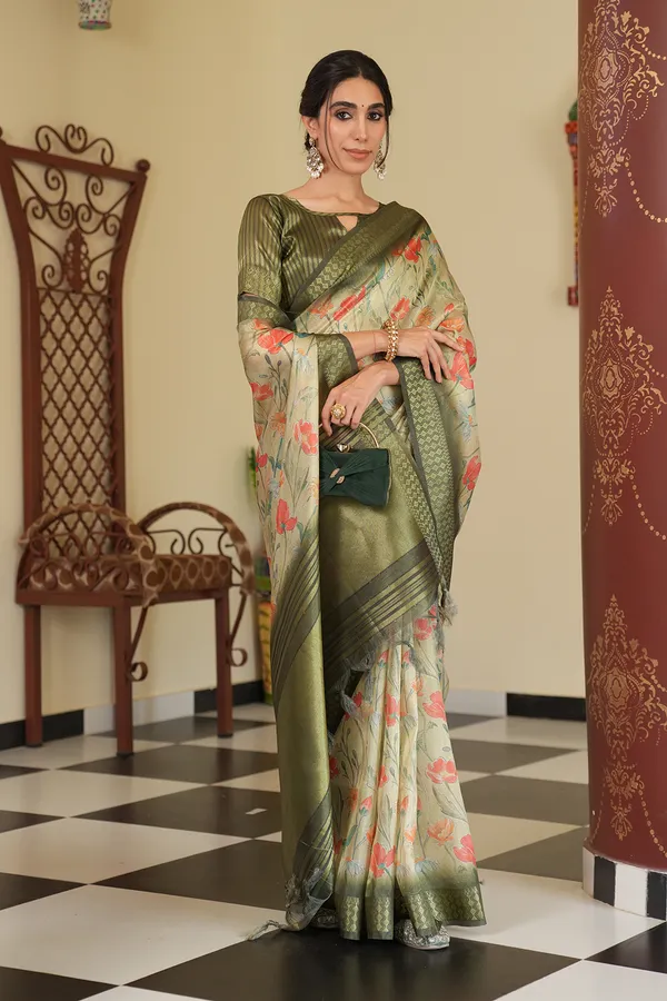 Mini_Green_–_Diwali_Special_|_Soft_Tissue_Silk_Saree_with_Digital_Print,_Border_&_Rich_Pallu,_Sequence_&_Contrast_Print_Blouse_with_Tassels