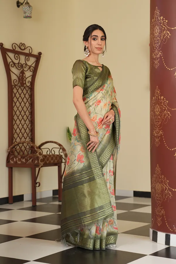 Mini_Green_–_Diwali_Special_|_Soft_Tissue_Silk_Saree_with_Digital_Print,_Border_&_Rich_Pallu,_Sequence_&_Contrast_Print_Blouse_with_Tassels
