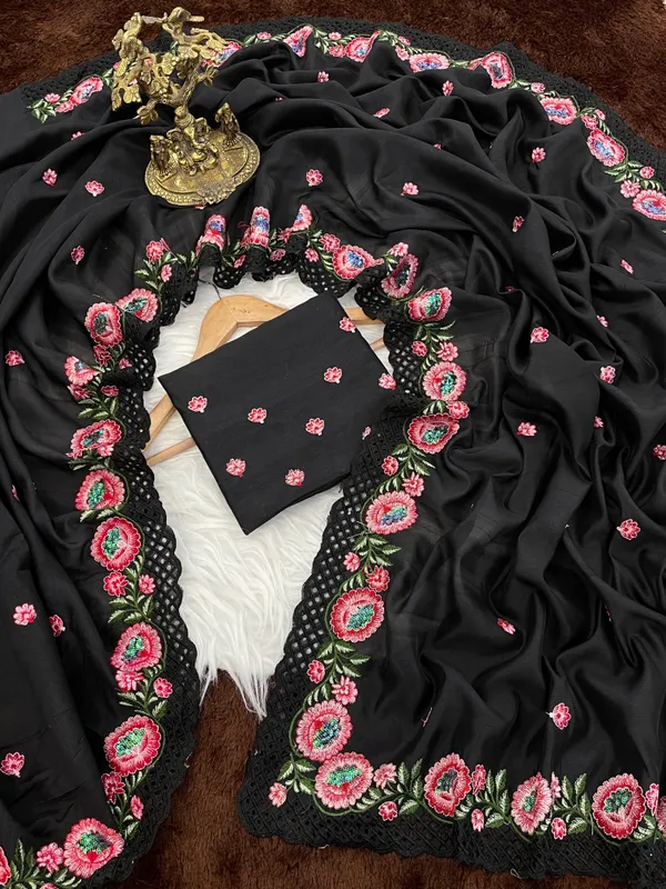 Hamsini_Black_–_Swan_Graceful_Diwali_Special_|_Heavy_Tussar_Silk_Saree_with_Embroidery_&_Sequence_Work,_Cutwork_Border_&_Heavy_Embroidery