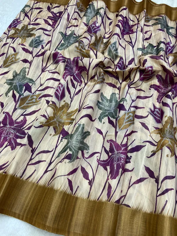 Soft_Tussar_Silk_sarees_with_Beautiful_Digital_Print_With_Attractive_Border_And_Contrast_Print_Blouse_With_Tassels