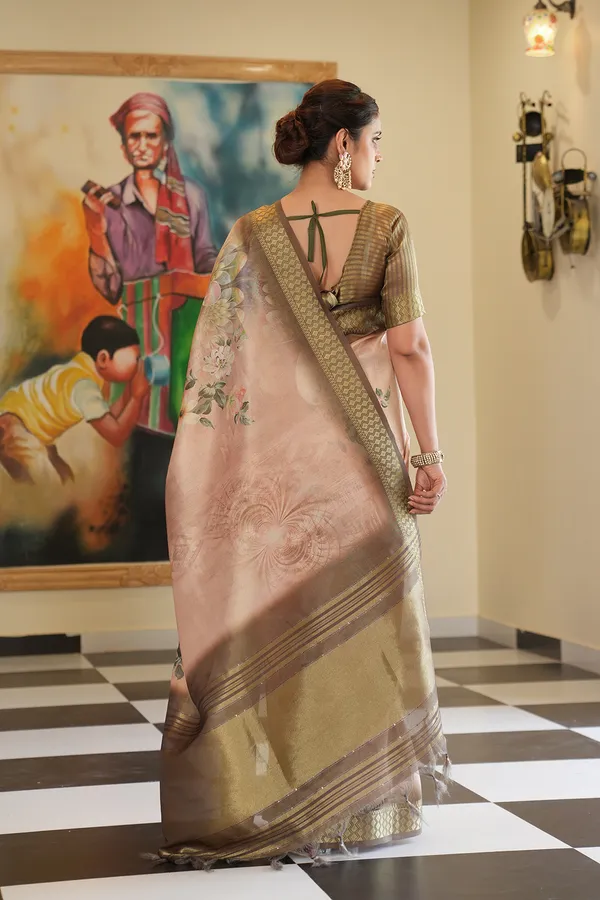 Savya_Green_–_Diwali_Special_|_Soft_Tissue_Silk_Saree_with_Digital_Print,_Border_&_Rich_Pallu,_Sequence_&_Contrast_Print_Blouse_with_Tassels