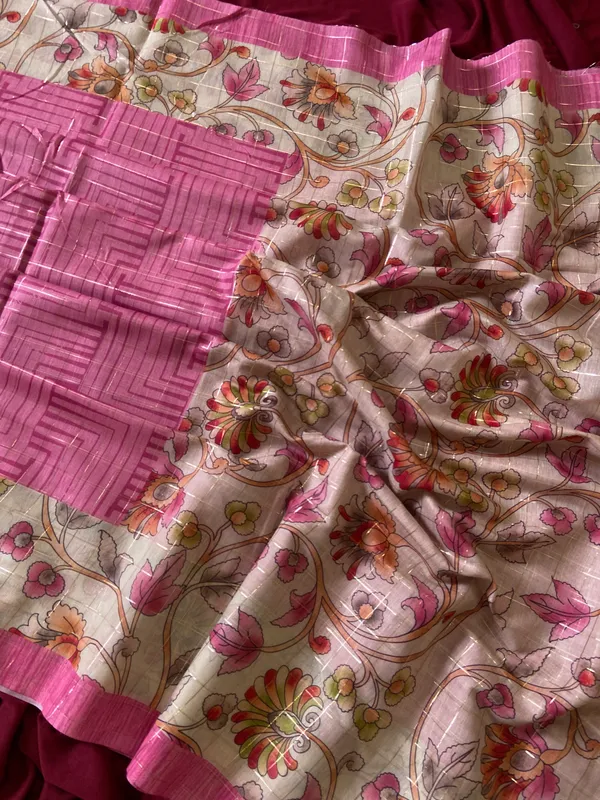 Chandrika_Pink_–_Moonlit_Navratri_Special_|_Soft_Semi_Tussar_Silk_Saree_with_Digital_Print,_Border_&_Contrast_Print_Blouse_with_Tassels