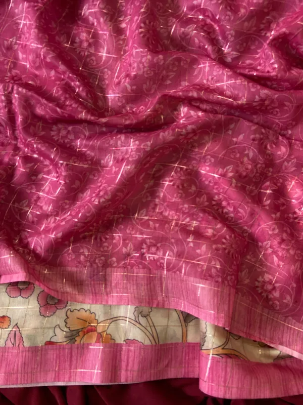Chandrika_Pink_–_Moonlit_Navratri_Special_|_Soft_Semi_Tussar_Silk_Saree_with_Digital_Print,_Border_&_Contrast_Print_Blouse_with_Tassels