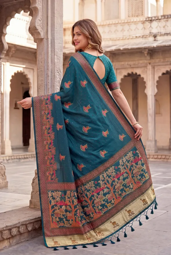 Melody_Rama_Green_–_Melodic_Navratri_Special_|_Soft_Pashmina_Silk_Saree_with_Woven_Zari_Work,_Pashmina_Design_Saree_&_Running_Blouse_with_Tassels