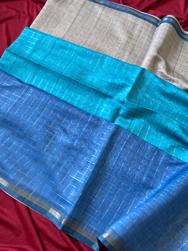 Soft_Semi_Tussar_Silk_sarees_with_Beautiful_Digital_Print_With_Attractive_Border_And_Contrast_Print_Blouse_With_Tassels