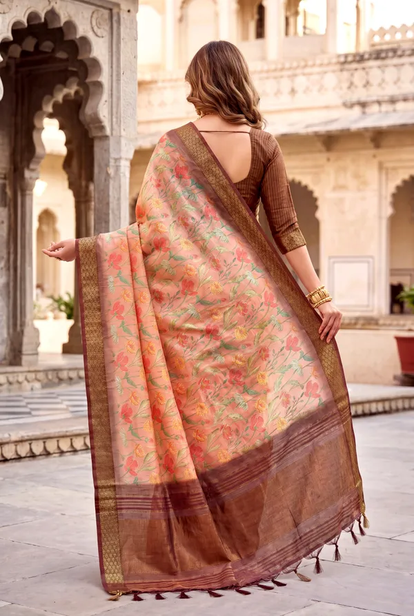 Mini_2_Coffee_Brown_–_Diwali_Special_|_Soft_Tissue_Silk_Saree_with_Digital_Print,_Border_&_Rich_Pallu,_Sequence_&_Contrast_Print_Blouse_with_Tassels