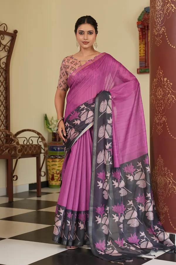 Soft_Chanderi_cotton_sarees_with_Beautiful_Digital_Print_With_Attractive_Zari_Line_Saree_And_Digital_Print_Blouse_With_Tassels