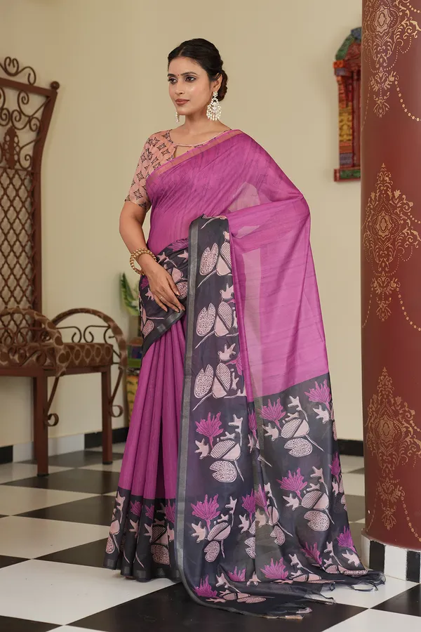 Soft_Chanderi_cotton_sarees_with_Beautiful_Digital_Print_With_Attractive_Zari_Line_Saree_And_Digital_Print_Blouse_With_Tassels