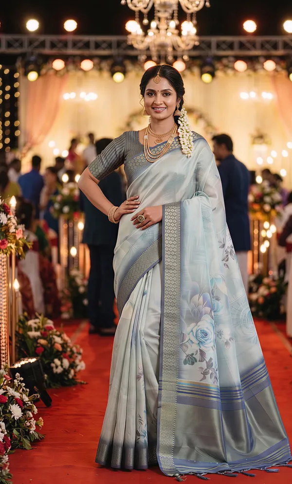 Savya_2_Blue_–_Diwali_Special_|_Soft_Tissue_Silk_Saree_with_Digital_Print,_Border_&_Rich_Pallu,_Sequence_&_Contrast_Print_Blouse_with_Tassels
