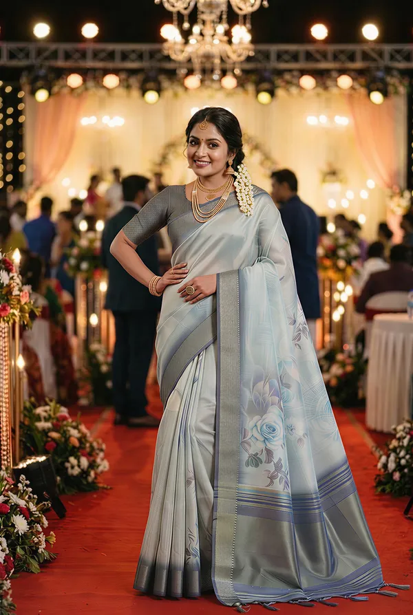 Savya_2_Blue_–_Diwali_Special_|_Soft_Tissue_Silk_Saree_with_Digital_Print,_Border_&_Rich_Pallu,_Sequence_&_Contrast_Print_Blouse_with_Tassels