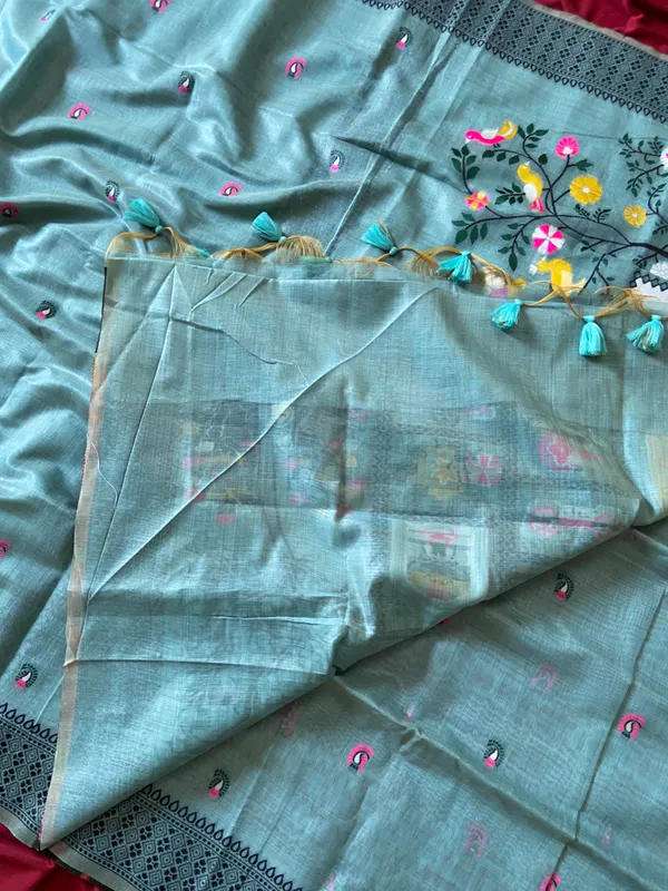 Yashira_Sky_Blue_–_Peacock_Pallu_Wedding_Special_|_Premium_Soft_Jamdani_Cotton_Saree_with_Colourful_3D_Woven_Peacock_Design_Pallu