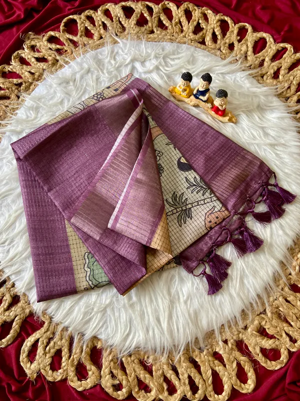 Adriana_Wine_–_Checks_Design_Aesthetic_Edit_for_You_|_Soft_Tussar_Silk_Saree_with_Digital_Print,_Checks_Design_Saree_&_Digital_Print_Blouse