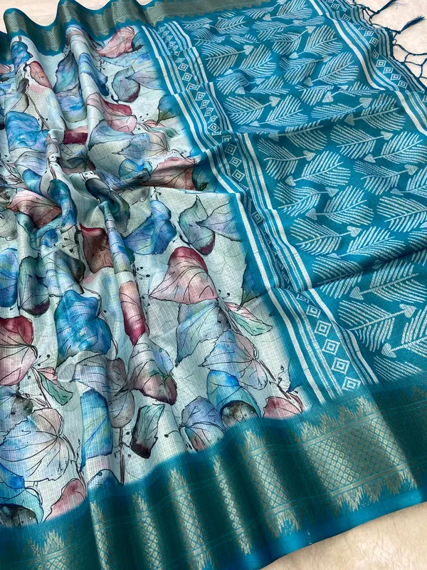 Neelima_Rama_Green_–_Aesthetic_Edit_for_You_|_Soft_Kota_Saree_with_Print,_Pallu_&_Contrast_Print_Blouse_with_Tassels