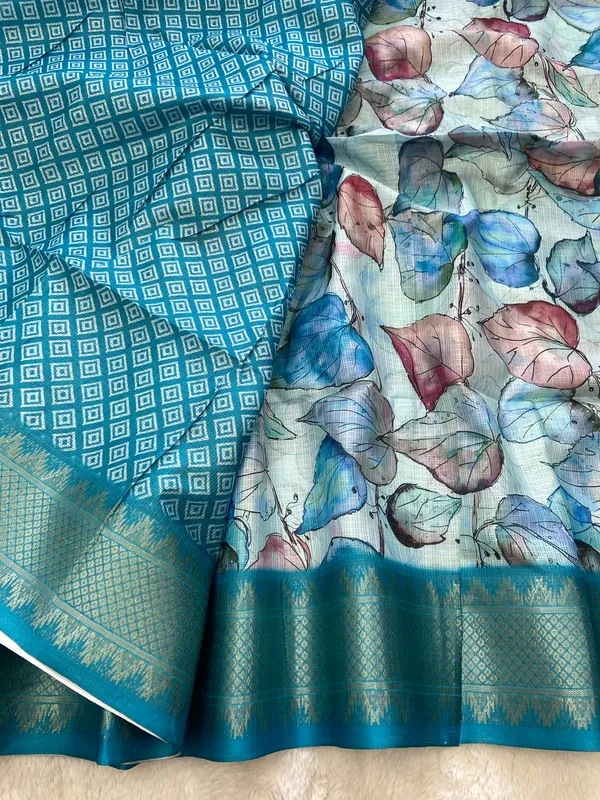 Neelima_Rama_Green_–_Aesthetic_Edit_for_You_|_Soft_Kota_Saree_with_Print,_Pallu_&_Contrast_Print_Blouse_with_Tassels