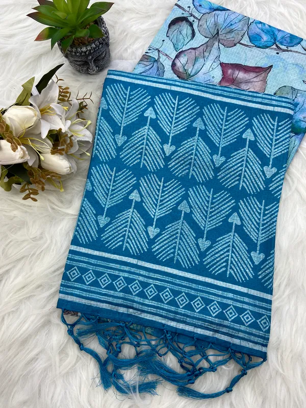 Neelima_Rama_Green_–_Aesthetic_Edit_for_You_|_Soft_Kota_Saree_with_Print,_Pallu_&_Contrast_Print_Blouse_with_Tassels