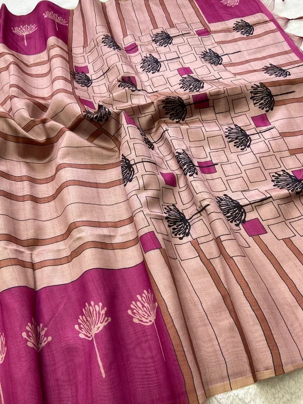 Tashi_Pink_–_Auspicious_Navratri_Special_|_Soft_Tussar_Silk_Saree_with_Digital_Print,_Border_&_Contrast_Print_Blouse_with_Tassels