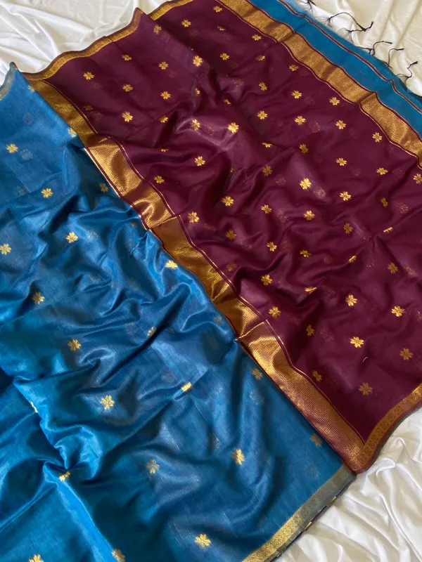 Jasleen_Purple_&_Blue_–_Wedding_Special_|_Original_Maheswari_Cotton_Silk_Saree_with_Kanchipuram_Rich_Gold-Toned_Woven_Butti_Zari_Work,_Zari_Border