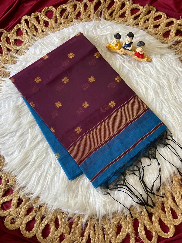 Jasleen_Purple_&_Blue_–_Wedding_Special_|_Original_Maheswari_Cotton_Silk_Saree_with_Kanchipuram_Rich_Gold-Toned_Woven_Butti_Zari_Work,_Zari_Border