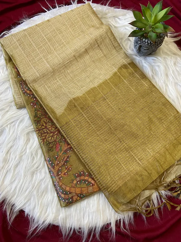 Soft_Semi_Tussar_Silk_sarees_with_Beautiful_Digital_Print_With_Attractive_Border_And_Contrast_Print_Blouse_With_Tassels