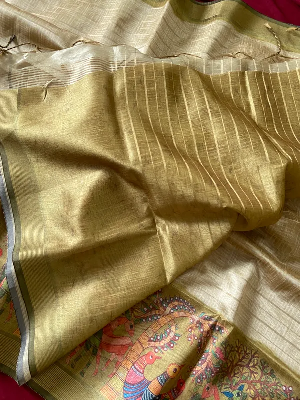 Soft_Semi_Tussar_Silk_sarees_with_Beautiful_Digital_Print_With_Attractive_Border_And_Contrast_Print_Blouse_With_Tassels