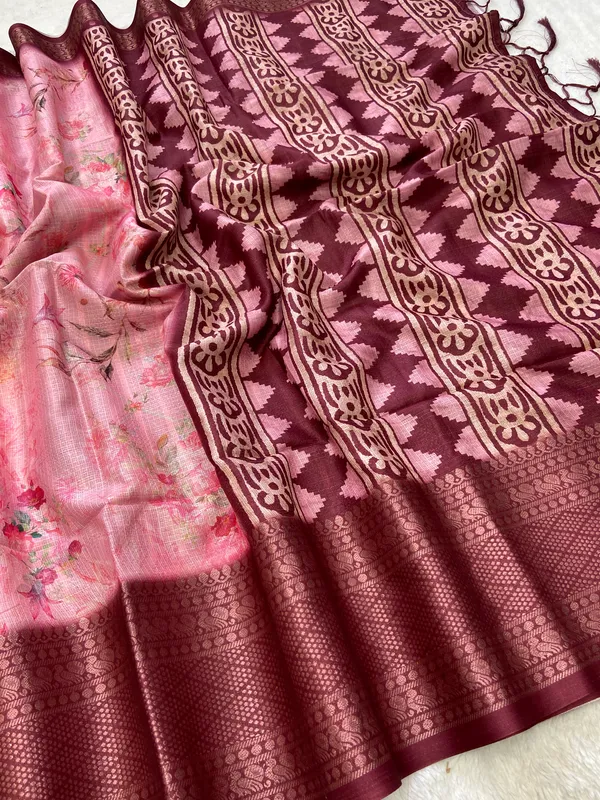 Pahal_Pink_–_Aesthetic_Edit_for_You_|_Soft_Kota_Saree_with_Print,_Pallu_&_Contrast_Print_Blouse_with_Tassels