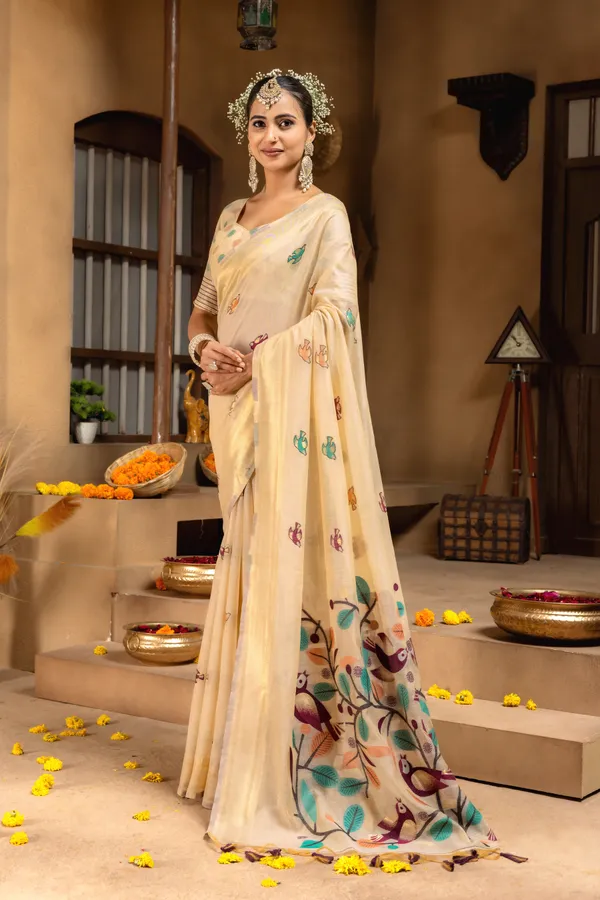 Chahat_Wine_–_Cherished_Wedding_Special_|_Premium_Soft_Muga_Cotton_Saree_with_Colourful_Resham_Weaving_Pallu,_Traditional_Zari_Weaving_Border