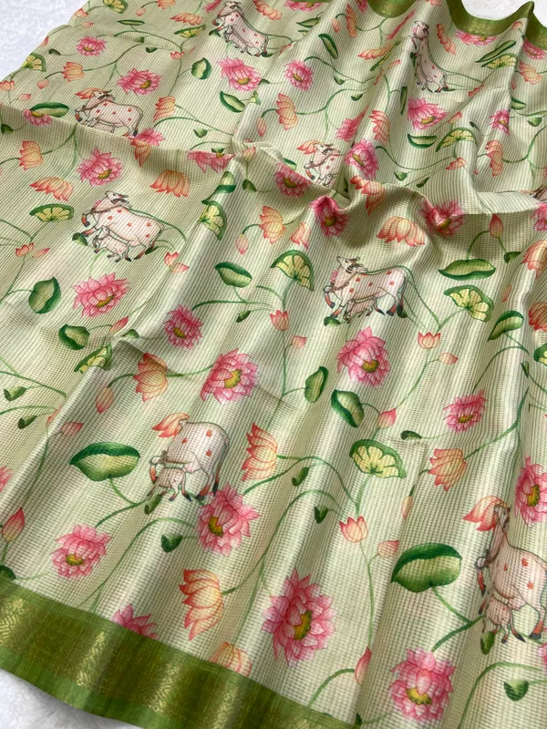Shanaya_Green_–_Checks_Design_Aesthetic_Edit_for_You_|_Soft_Tussar_Silk_Saree_with_Digital_Print,_Checks_Design_Saree_&_Digital_Print_Blouse